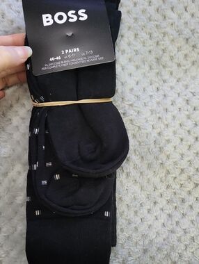 Nwt BOSS Men's Black Dress Socks Subtle Stripe Print 2pk